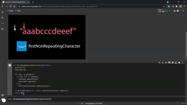 Two Ways to Solve Amazon Coding Interview Question | firstNonRepeatingCharacter | HashMap | Python смотреть онлайн