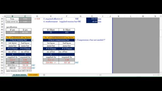 RC BEAM DESIGN Spreadsheet by CEnaryo смотреть онлайн