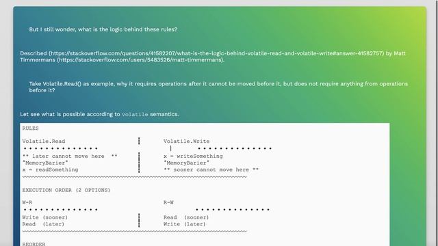 What is the logic behind Volatile.Read and Volatile.Write? смотреть онлайн