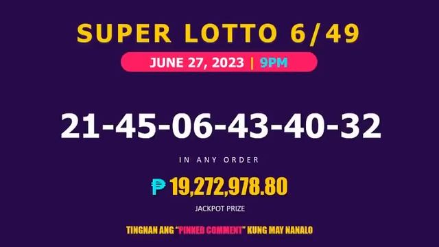 Lotto Result Today 9pm Draw June 27, 2023 Swertres Ez2 Pcso смотреть онлайн