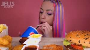 ASMR MUKBANG, EATING BURGER KING, FRIED SHRIMP, CHICKEN NUGGETS, FRIES, PIE, 버거킹 햄버거 먹방