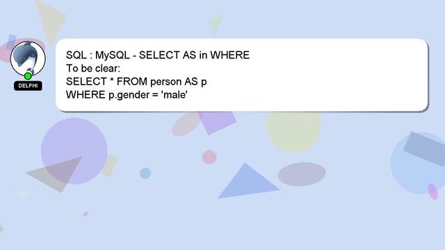 SQL : MySQL - SELECT AS in WHERE смотреть онлайн