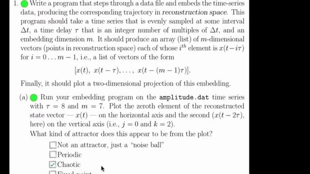 Nonlinear Dynamics: Estimating Embedding Parameters Homework Solutions смотреть онлайн