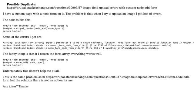 Drupal: file upload broken on node form on custom page смотреть онлайн