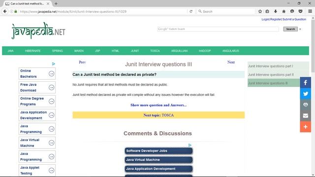 Can a Junit test method be declared as private?
| javapedia.net смотреть онлайн