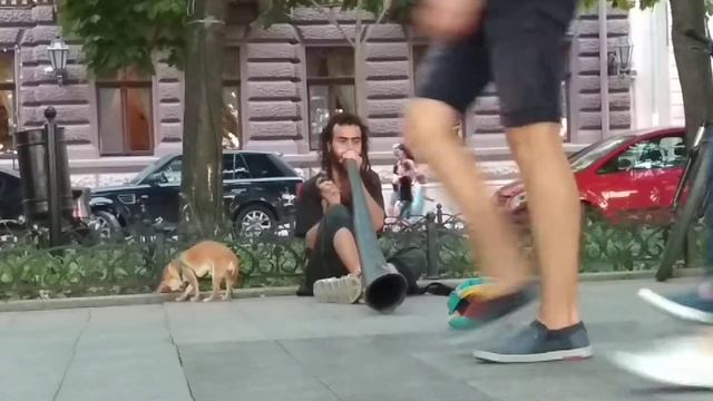 Уличный музыкант.Одесса.Инструмент- Диджериду. Street musician.Odessa.Instrument-Didjeridoo. смотреть онлайн