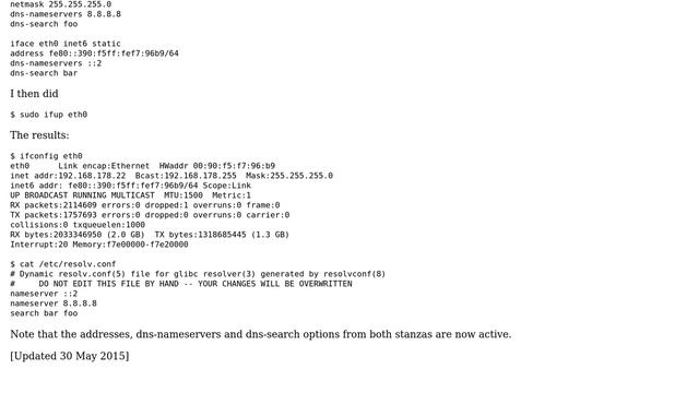 Ubuntu: How To Configure DNS Servers In /etc/network/interfaces Correctly For Resolvconf?