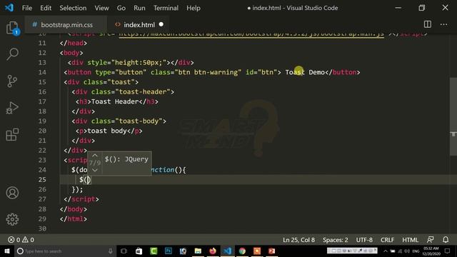 How to create Toast in bootstrap in hindi must watch beginners in hindi by smart mind #35 смотреть онлайн