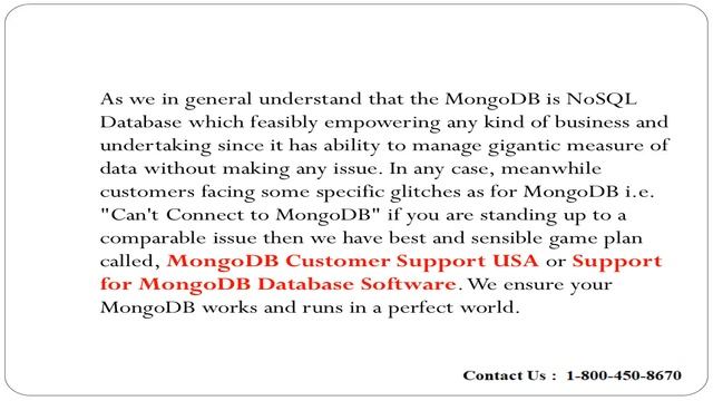Call @1-800-450-8670 to Solve "Can't Connect to MongoDB" Error with MongoDB Online Support смотреть онлайн