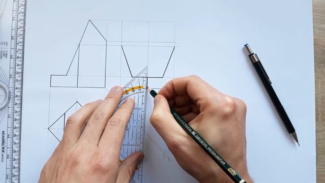 ОБРЕЗАННАЯ ЧЕТЫРЕХГРАННАЯ ПРИЗМА. Построить проекции фигуры. Проекционное черчение. смотреть онлайн