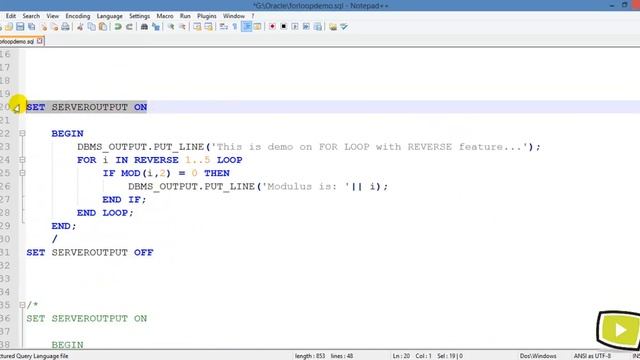 71. FOR LOOP Looping Command in PL/SQL Oracle смотреть онлайн