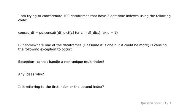 Pandas : pandas.concat: Cannot handle a non-unique multi-index! Pandas Python смотреть онлайн