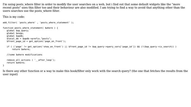 Wordpress: How to modify posts_where filter only for the search query? смотреть онлайн