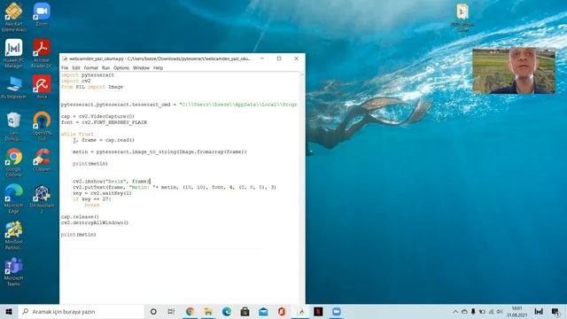 Pytesseract ve Opencv ile webcam den yazı okuma - optik karakter tanıma Bölüm 2 смотреть онлайн