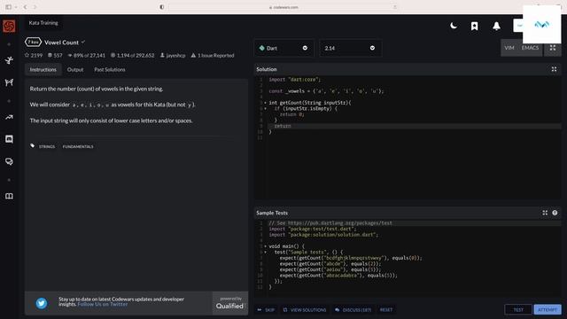 codewars_dart: Vowel Count смотреть онлайн