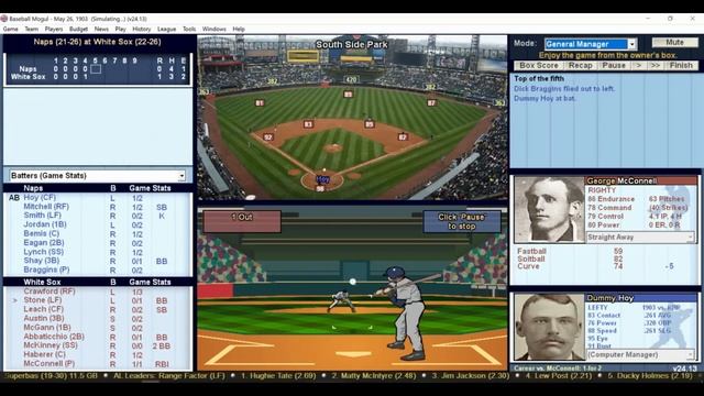 DH 556 Baseball Mogul Year 1903 Cleveland Naps at Chicago White Sox смотреть онлайн