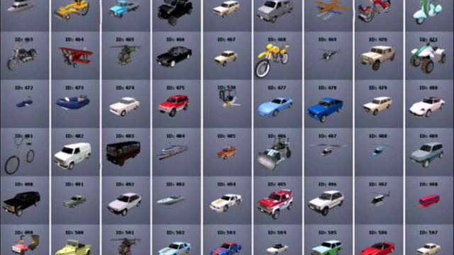 ID всех авто в CRMP смотреть онлайн