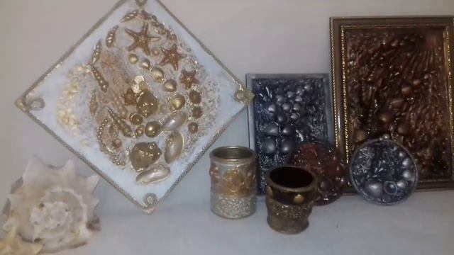 Панно в морском стиле. Картина с ракушками. Обзор готовых работ. Техника терра.DIY. смотреть онлайн