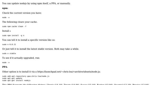 Ubuntu: How do you update npm to the latest version? смотреть онлайн