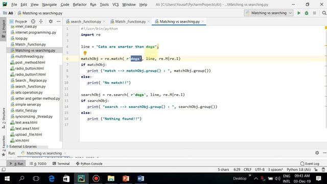 Matching vs Searching Function in python ? смотреть онлайн