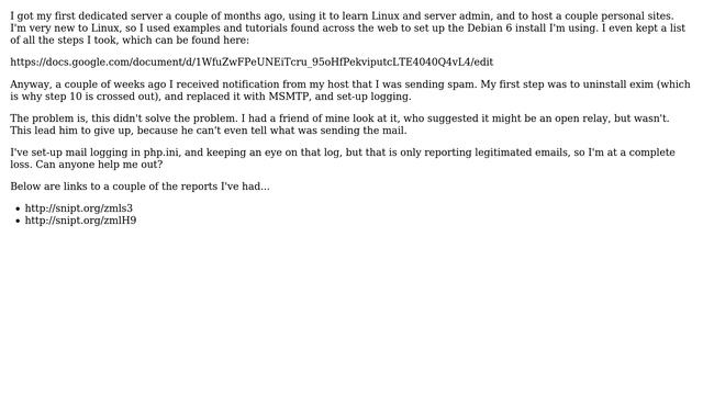 DevOps & SysAdmins: My debian server is sending spam, and I don't know why :( смотреть онлайн