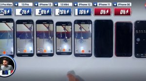 Кто ДОЛЬШЕ держит заряд? iPhone 13 Pro Max vs 13 Pro / 13 / 13 Mini / 12 / 11 /SE/TechLab на русско