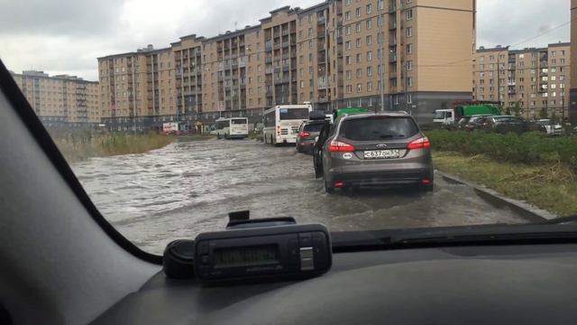Последствия ливня в Славянке (Шушары, Санкт-Петербург) смотреть онлайн
