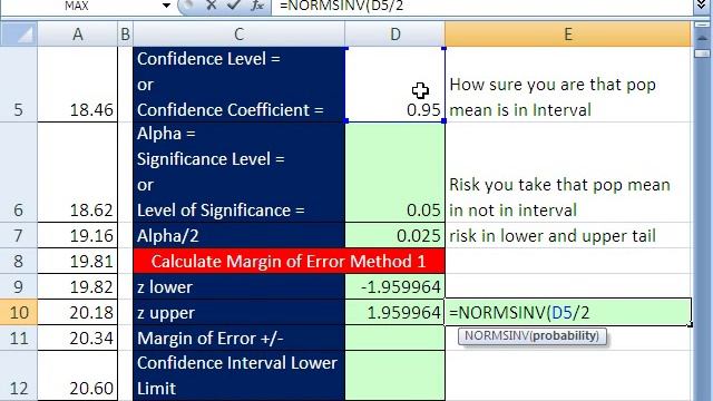 Excel Statistics 81 Confidence Interval Sigma Known From Raw Data смотреть онлайн