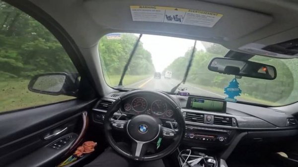 BMW F30 POV DRIVE IN THE RAIN