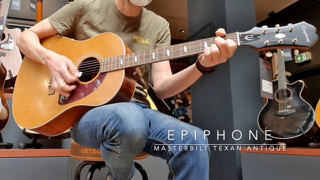Epiphone Masterbilt Texan Antique Natural Aged Gloss Acoustic Guitar ( No Talking ) смотреть онлайн