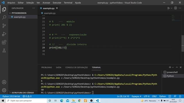 Python do zero - vídeo 9 - operadores, +, -, *, /, **, // e % смотреть онлайн