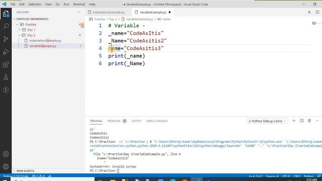 Python Variable & Indentation & Constraint смотреть онлайн
