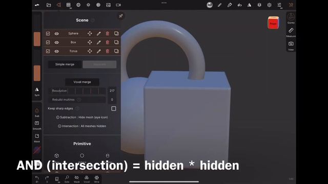 How to do Boolean operations: intersection, difference | 37 seconds | Nomad Sculpt смотреть онлайн