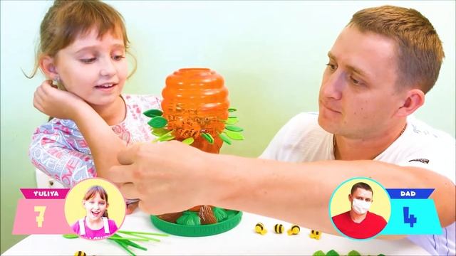Board game honey bee tree challenge with Super Yuliya vs Dad смотреть онлайн
