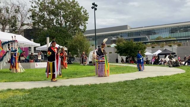 Pow Wow Fancy Shawl Dancers At Indigenous Peoples' Day, 2023, In Yerba Buena Gardens, San Francisco