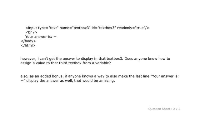 HTML : javascript getting my textbox to display a variable смотреть онлайн