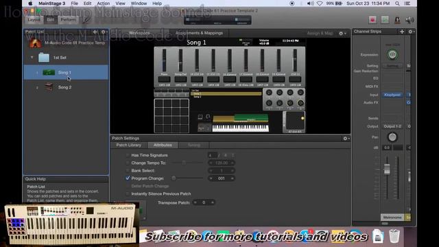Setting Up Sounds in Mainstage with the M-Audio Code 61 смотреть онлайн