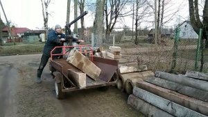 Работа самодельного мини-крана на базе прицепа мотоблока. Мотоблок Агро.