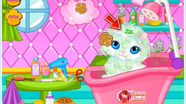 игра "Уход за животными: Ванна для кошечки смотреть онлайн