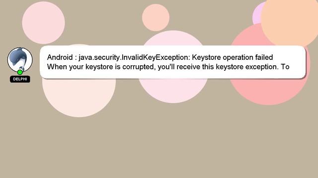 Android : java.security.InvalidKeyException: Keystore operation failed смотреть онлайн
