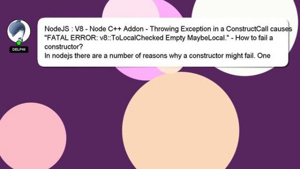 NodeJS : V8 - Node C++ Addon - Throwing Exception in a ConstructCall causes "FATAL ERROR: v8::ToLoc