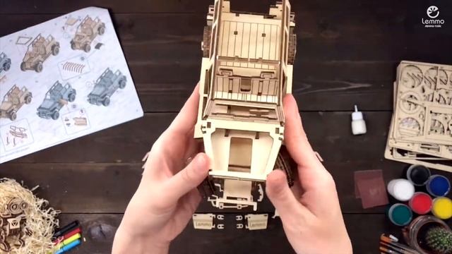 Видео сборка Внедорожника БУЛАТ от Lemmo - деревянный конструктор, сборная модель смотреть онлайн