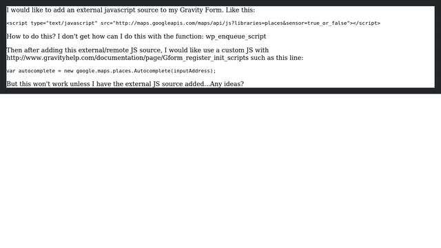 Wordpress: How to add external remote JS source to Gravity Forms? смотреть онлайн