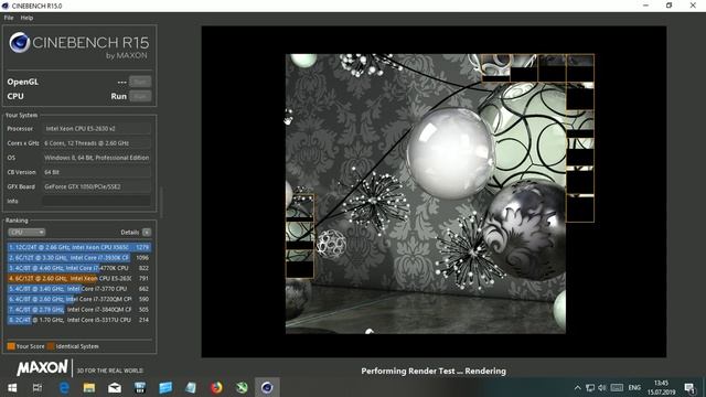 INTEL Xeon E5-2630 v2. Cinebench R15 смотреть онлайн
