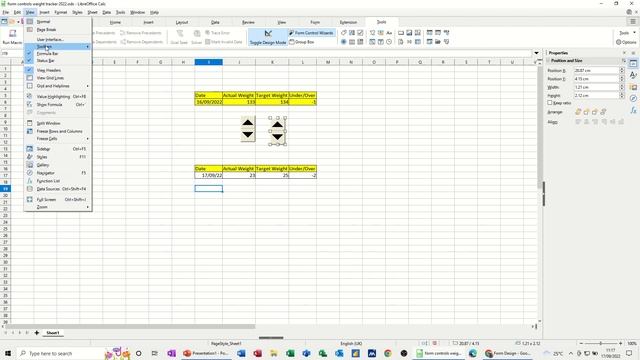 How To To Use A Form Control To Create A Weight Tracker In LibreOffice Calc