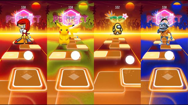 Knuckles vs Pikachu vs Among Us vs Crazy Frog - Tiles Hop смотреть онлайн