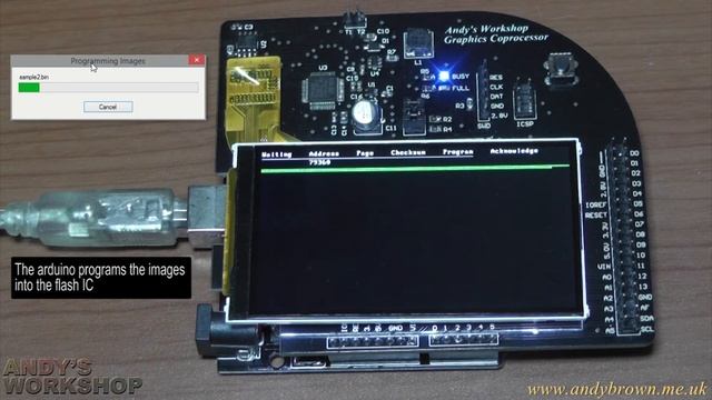 Arduino Uno with STM32 graphics accelerator (flash bitmaps demo) смотреть онлайн