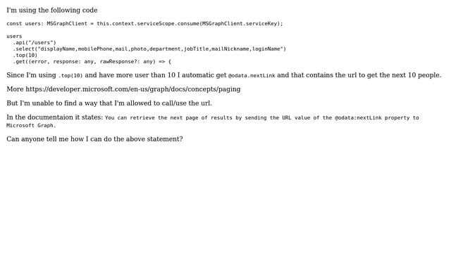 Sharepoint: Use @odata.nextLink from Ms graph Api смотреть онлайн