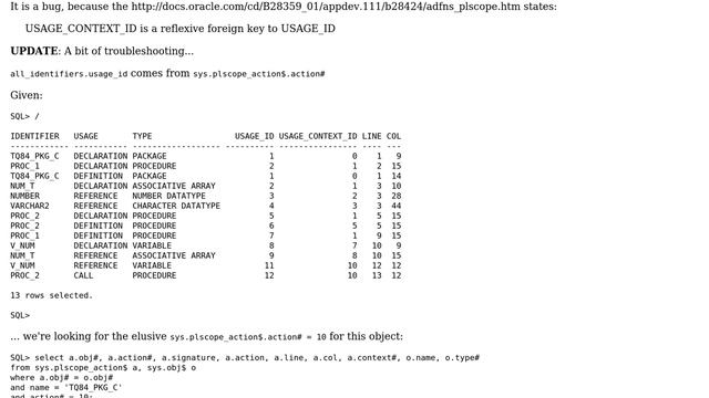 Is there a bug with PL/Scope in combination with associative arrays? (2 Solutions!!) смотреть онлайн