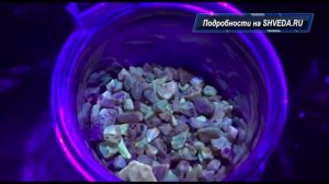 Как светится янтарь в ультрафиолетовых лучах